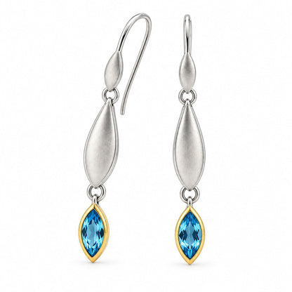 Amethyst and Blue Topaz earrings in sterling silver, style E9344 - view 2