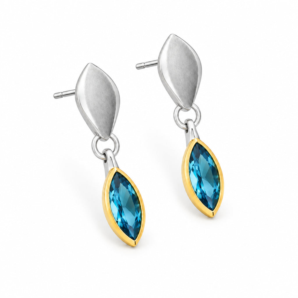 Amethyst and London Blue Topaz earrings in sterling silver, style E9323