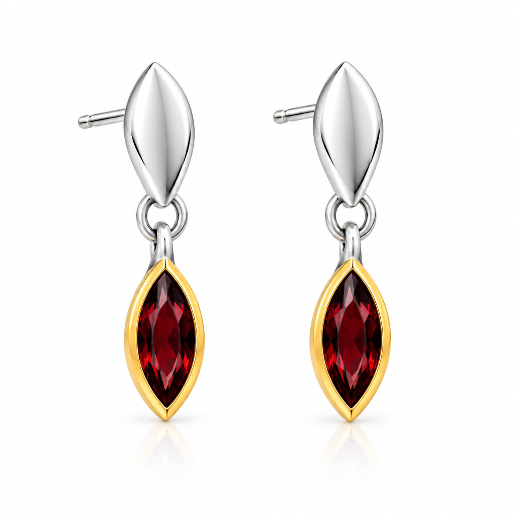 Amethyst and London Blue Topaz earrings in sterling silver, style E9323 - view 2