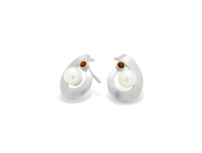 Blue Topaz and Cultured Pearl earrings in sterling silver, style E9293 - view 2