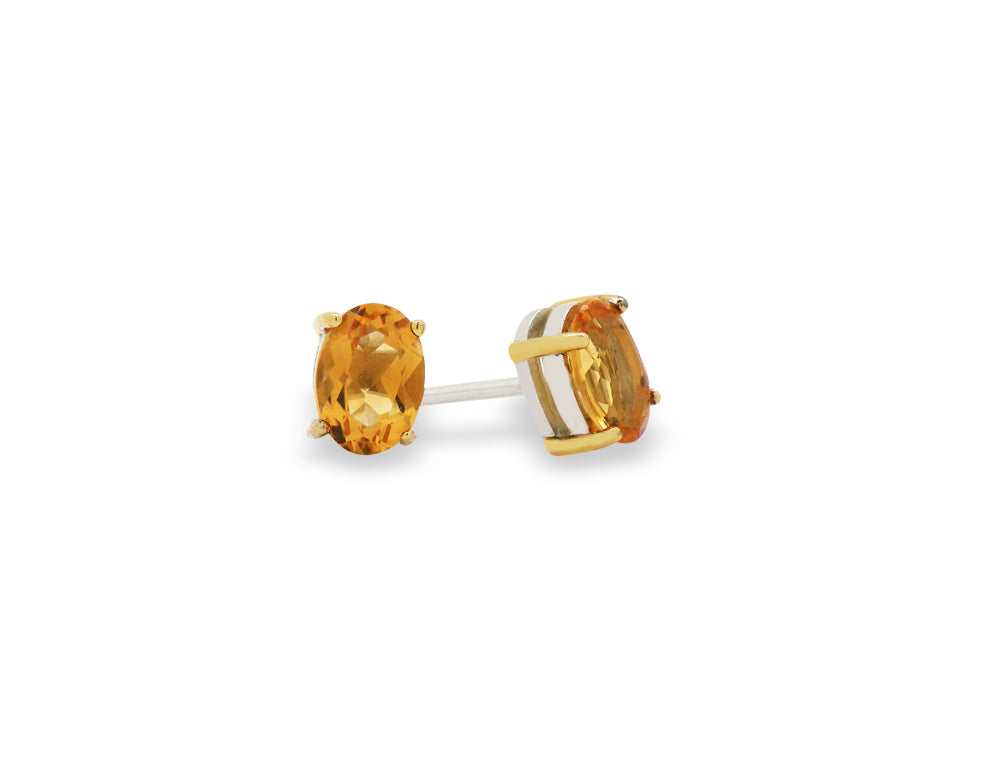 Oval Gemstone Post Earring E9281 - E9291 Citrine - Earring