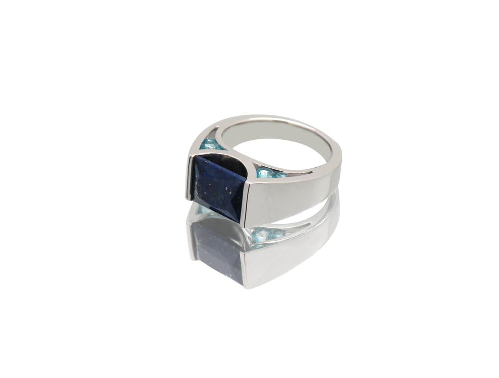Blue Topaz and Citrine ring in sterling silver, style R5396 - view 3