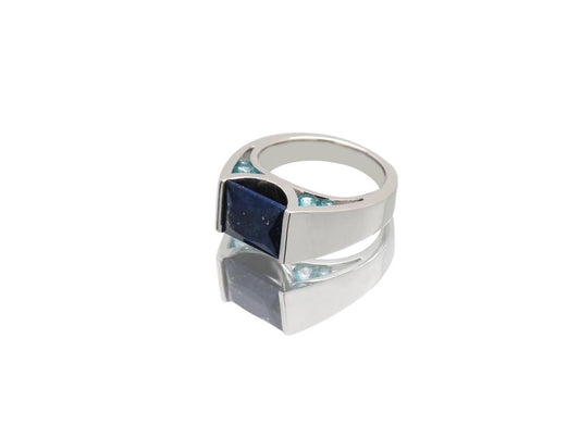Blue Topaz and Citrine ring in sterling silver, style R5396 - view 3