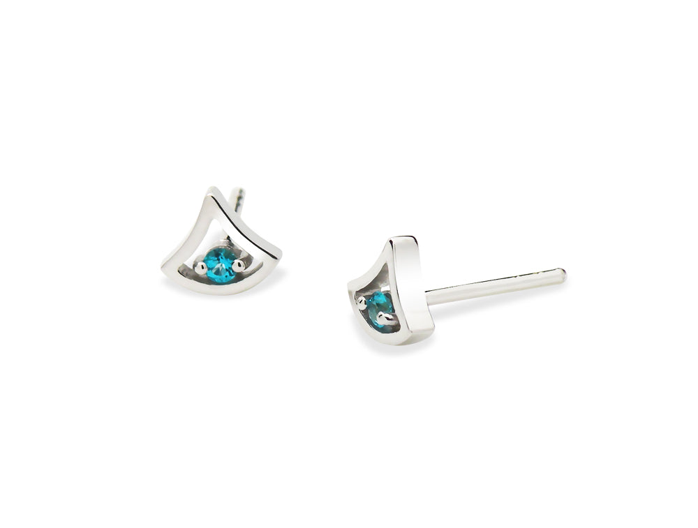 Blue Topaz and Emerald earrings in sterling silver, style E3940 - view 3