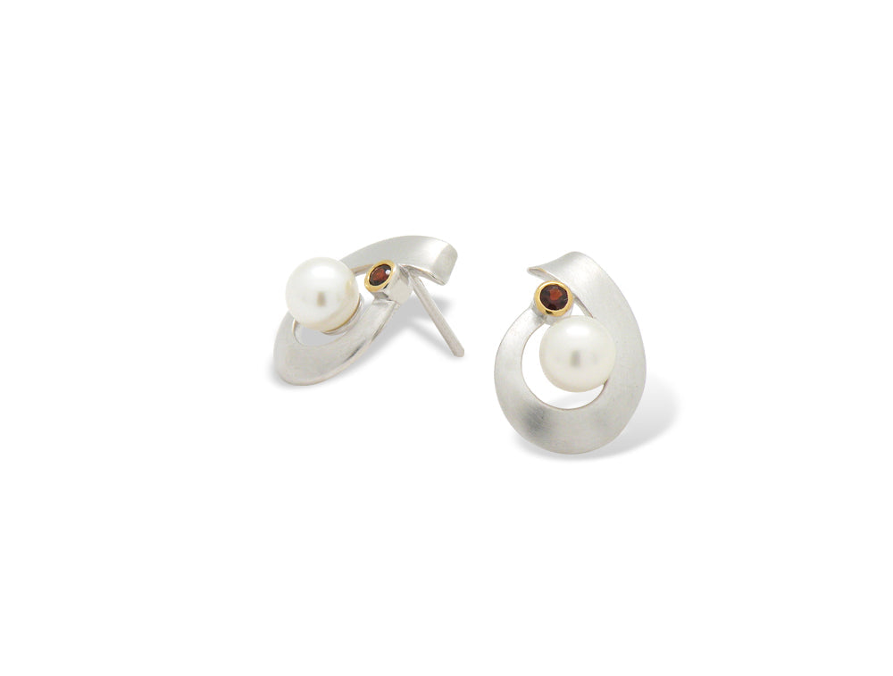 Blue Topaz and Cultured Pearl earrings in sterling silver, style E9293 - view 4