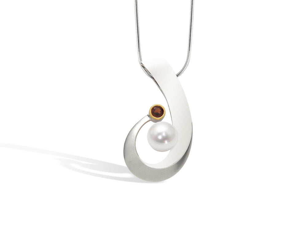 Blue Topaz and Garnet pendant in sterling silver, style P7316 - view 2