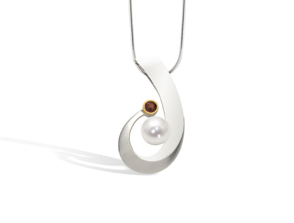 Blue Topaz and Garnet pendant in sterling silver, style P7316 - view 2