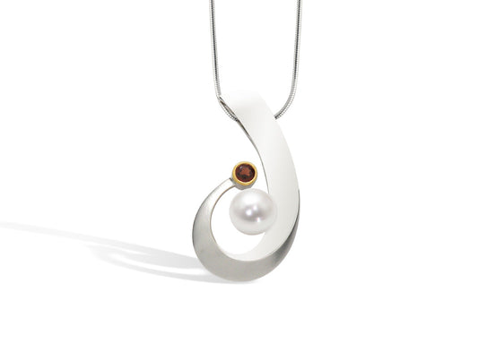 Blue Topaz and Garnet pendant in sterling silver, style P7316 - view 2