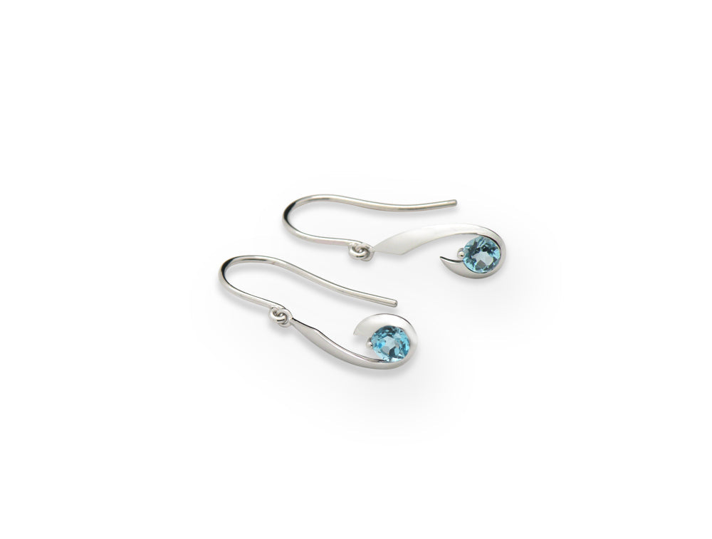 Amethyst and Blue Topaz earrings in sterling silver, style E9327 - view 2