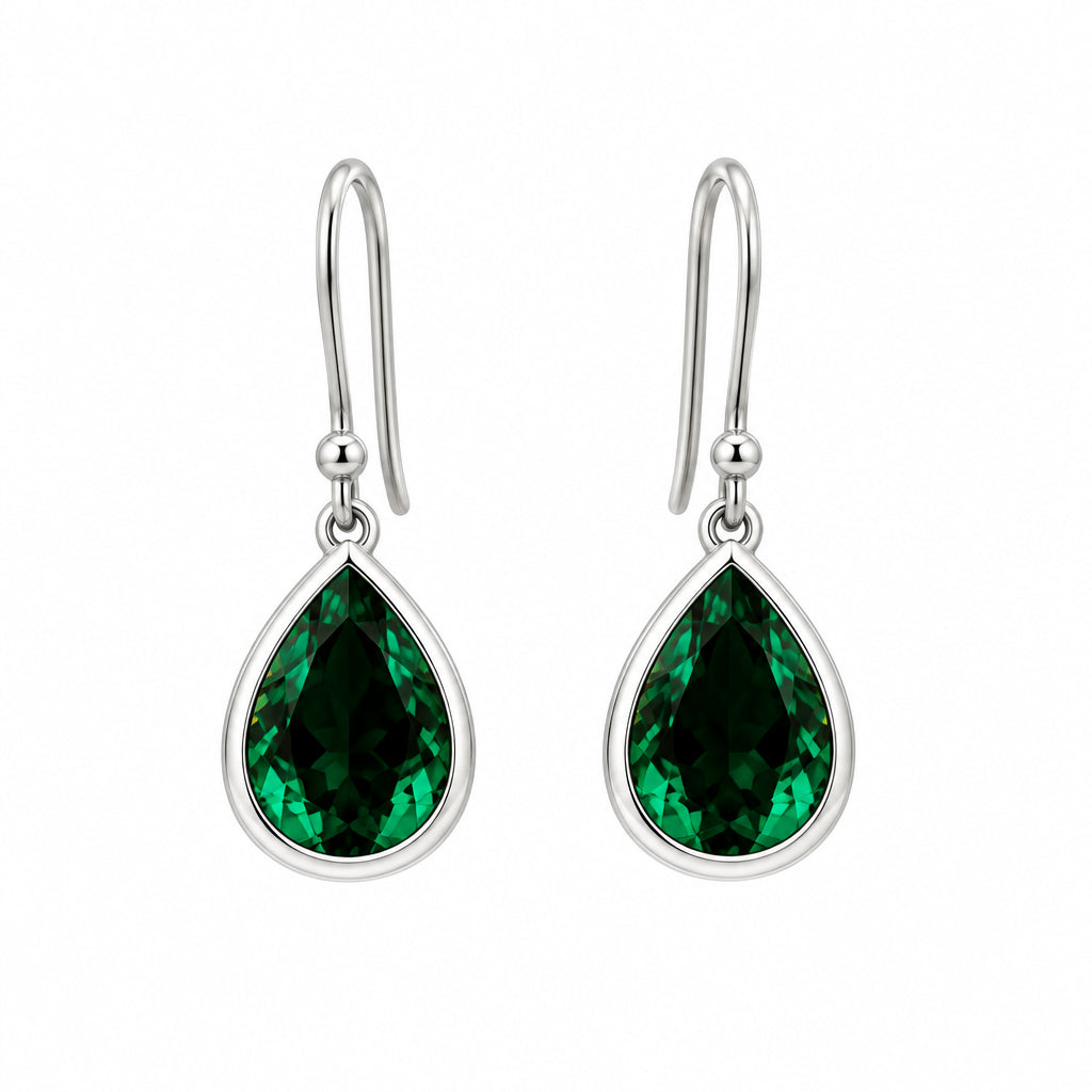 Green Quartz and Sky Blue Topaz earrings in sterling silver, style E8606 - view 4