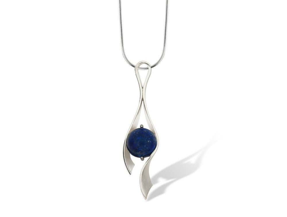 Labradorite and Lapis Lazuli pendant in sterling silver, style P6131 - view 3