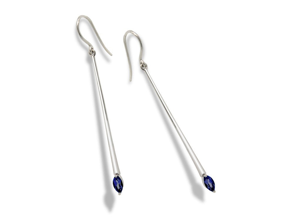 Blue Topaz and Iolite earrings in sterling silver, style E9861