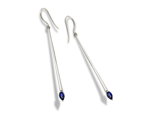 Blue Topaz and Iolite earrings in sterling silver, style E9861