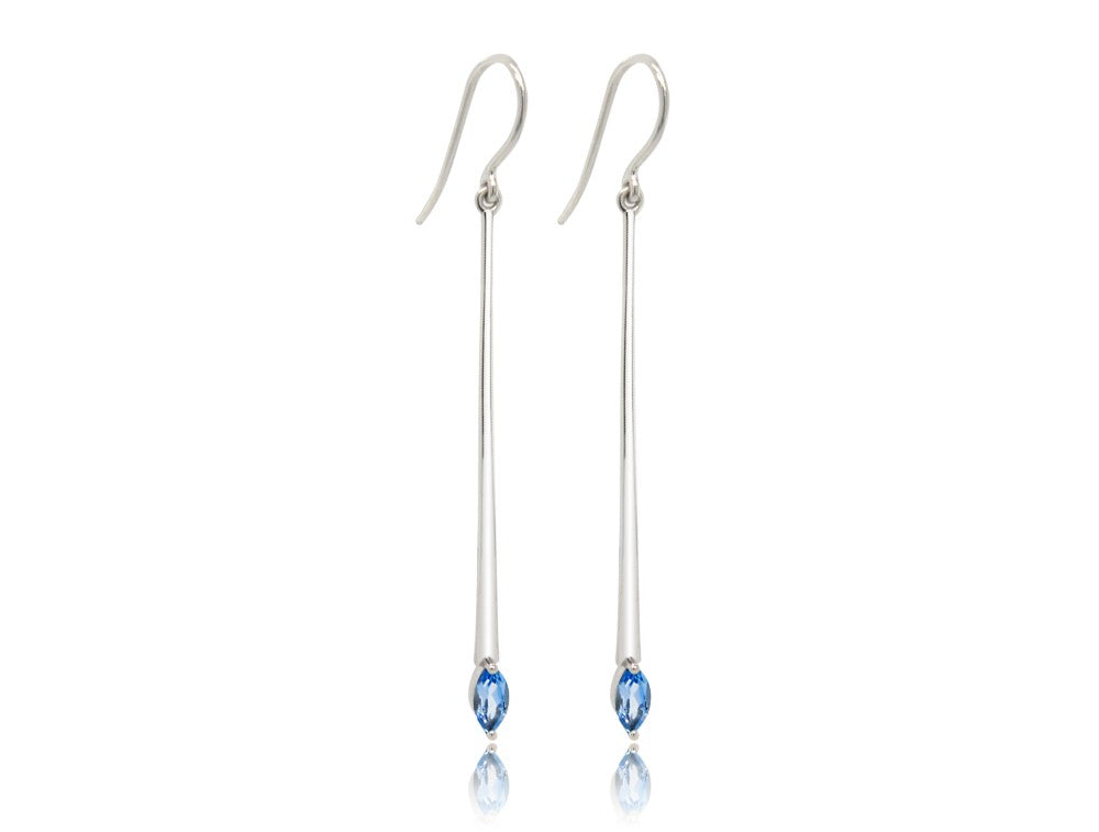 Blue Topaz and Iolite earrings in sterling silver, style E9861 - view 2