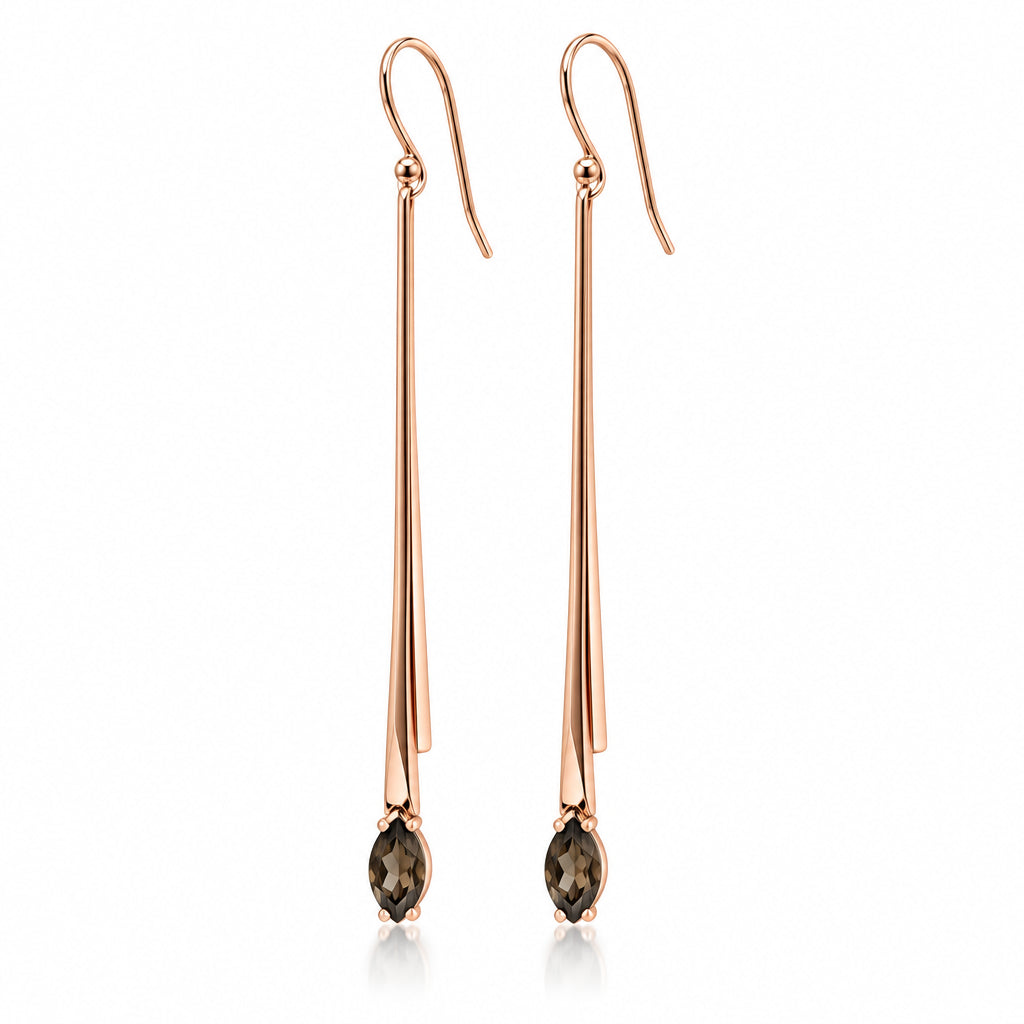 Smokey Quartz and Garnet earrings in sterling silver, style E9862