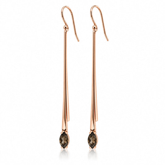 Smokey Quartz and Garnet earrings in sterling silver, style E9862