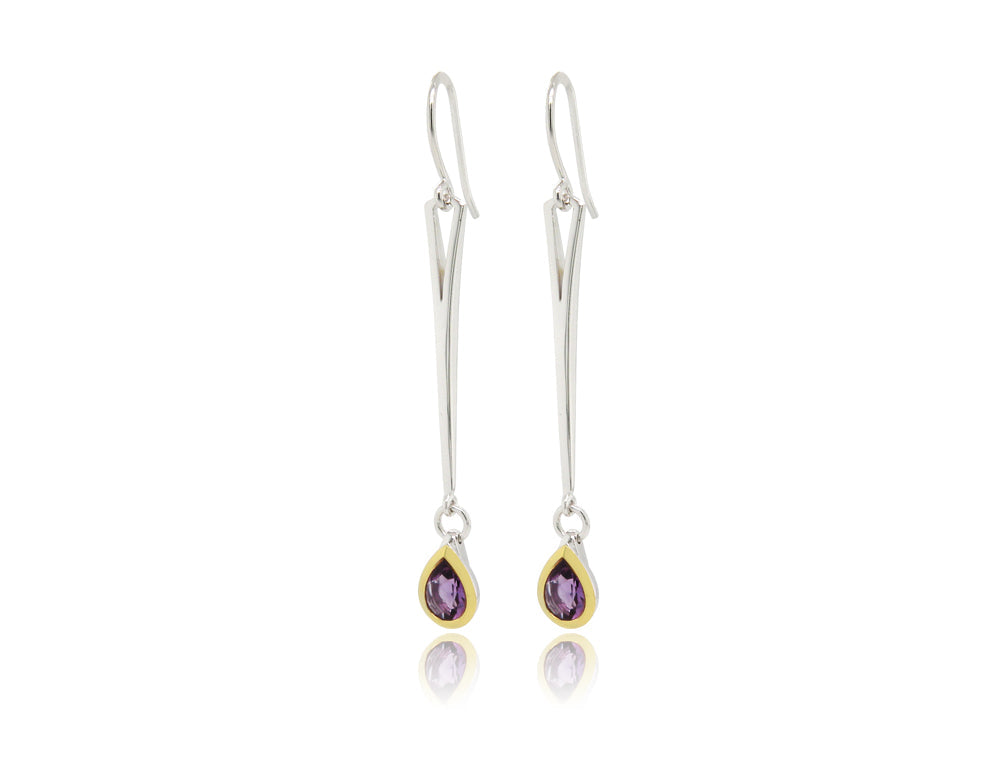 Amethyst earrings in sterling silver, style E9876