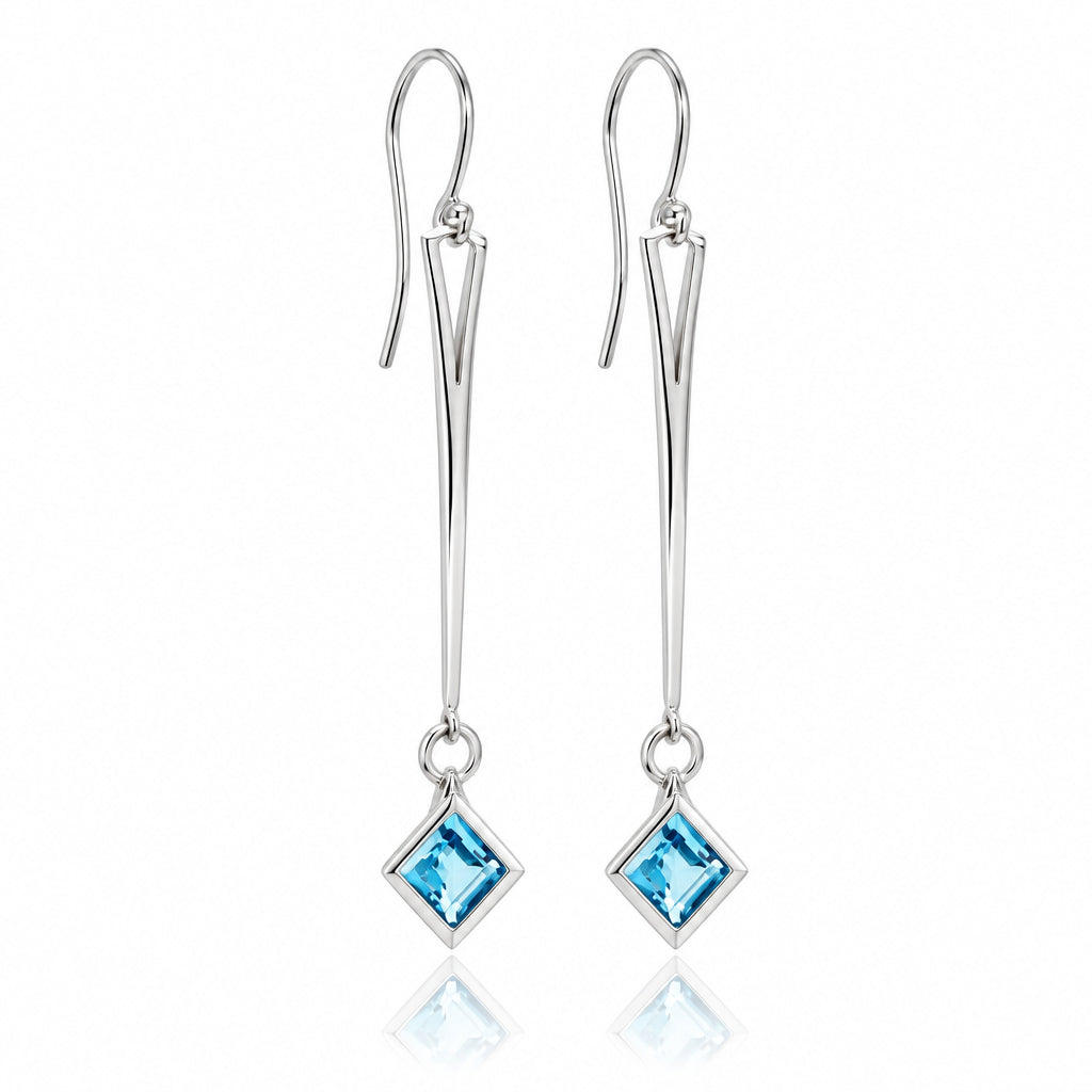 Amethyst and Blue Topaz earrings in sterling silver, style E9875 - view 2