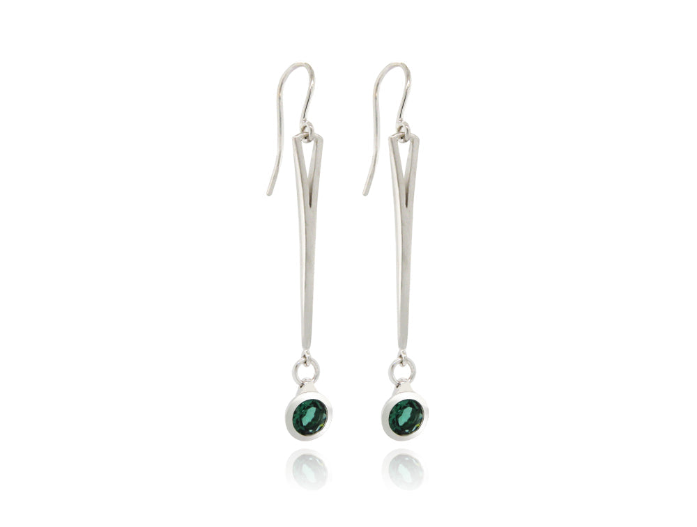 Green Quartz and Pink Topaz earrings in sterling silver, style E9874