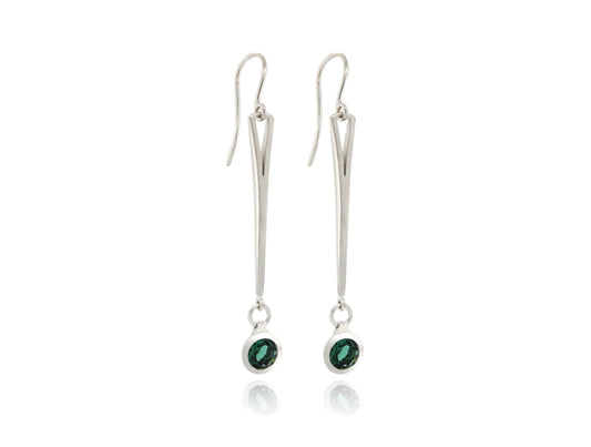 Green Quartz and Pink Topaz earrings in sterling silver, style E9874
