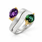 Amethyst and Blue Topaz ring in sterling silver, style R6976 - view 6