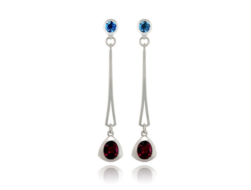 Contemporary Oval Gemstone Earring E9864 - Earring