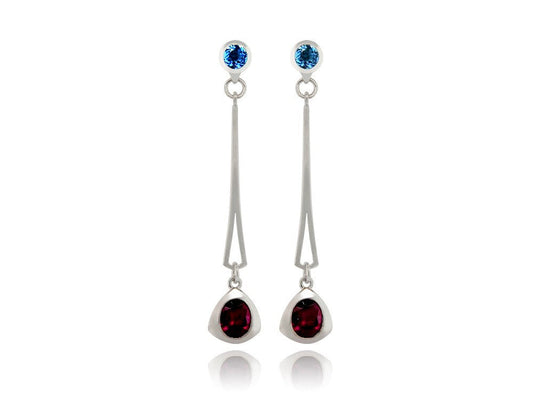 Contemporary Oval Gemstone Earring E9864 - Earring