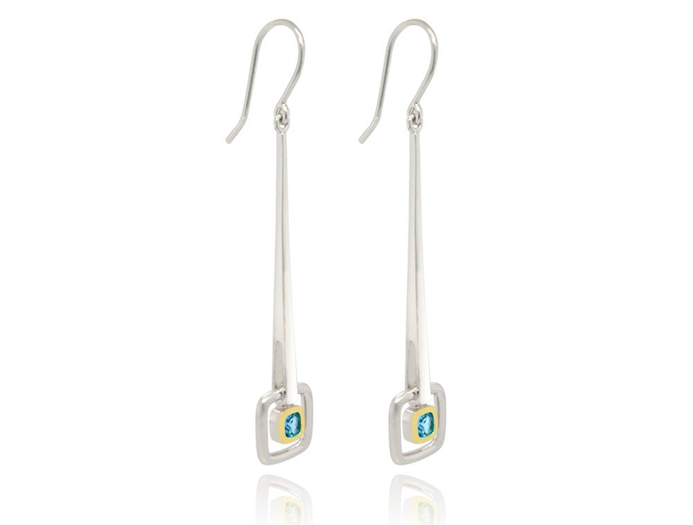 Sticks & Stones Earring E9857 - E9857 Blue Topaz w/gold plated bezel - Earring