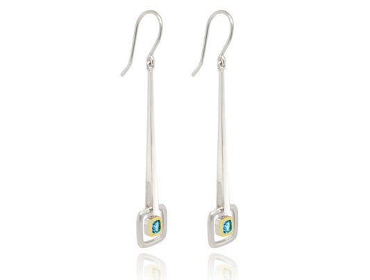 Sticks & Stones Earring E9857 - E9857 Blue Topaz w/gold plated bezel - Earring