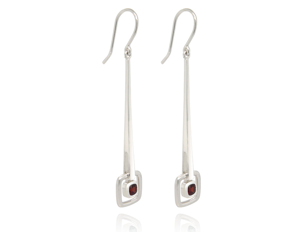 Sticks & Stones Earring E9857 - E9857 All Silver Garnet - Earring