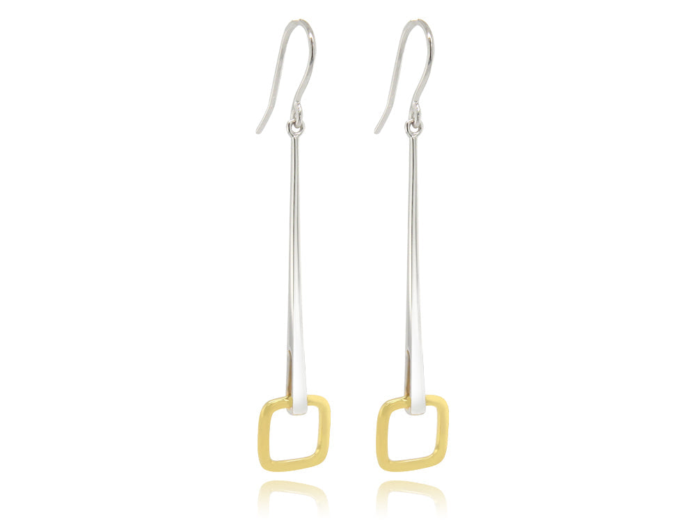 Silver Earring W/ Metal Finish Options E9858 - E9858 SILVER & GOLD - Earring