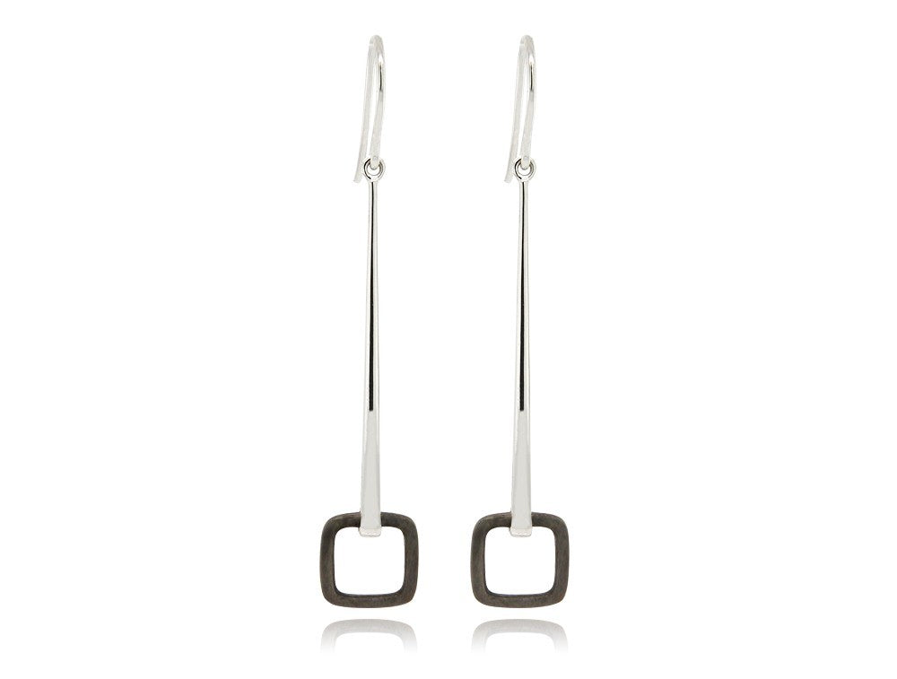 Silver Earring W/ Metal Finish Options E9858 - E9858 SILVER & BLK RHODIUM - Earring