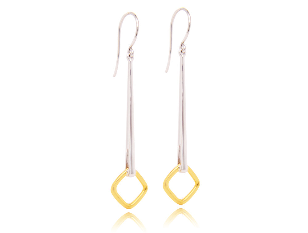 Silver Earring W/ Metal Finish Options E9858 - E9858 SILVER & GOLD (new) - Earring