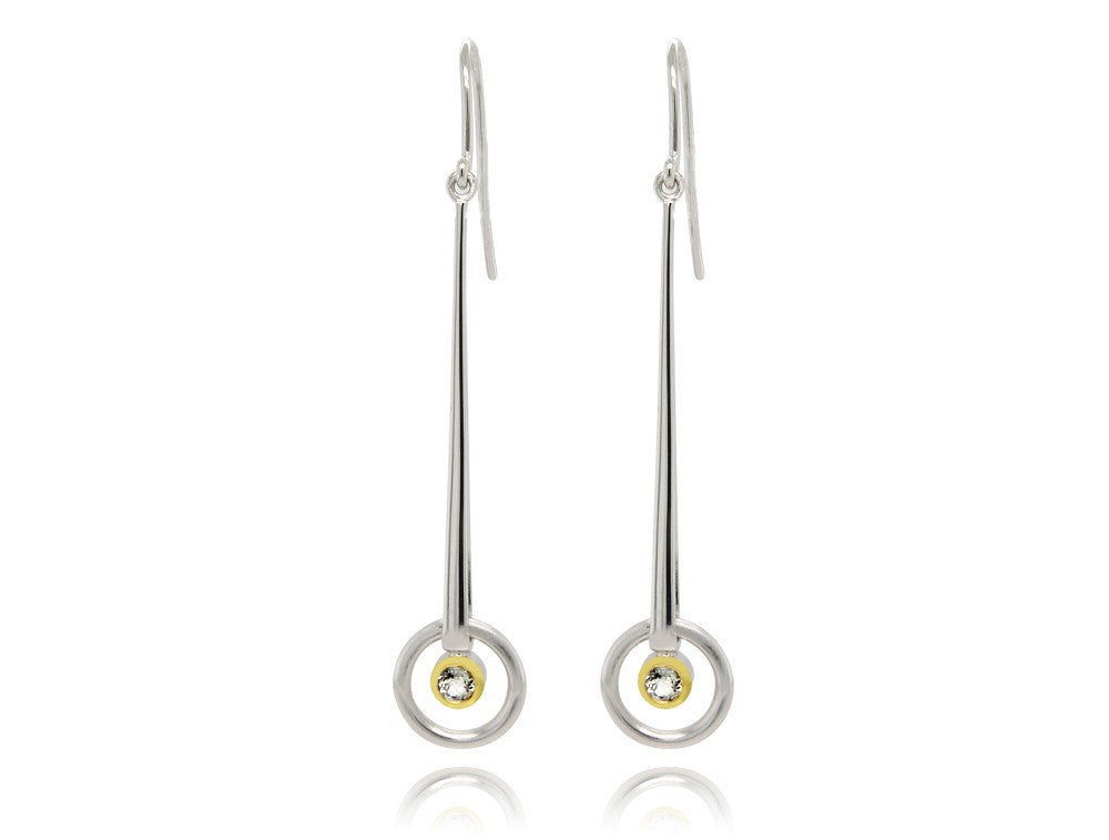 Long Modern Gemstone Earring E9859 - E9859 White Topaz - Earring