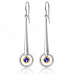 Amethyst and Clear Quartz earrings in sterling silver, style E9859 - view 2