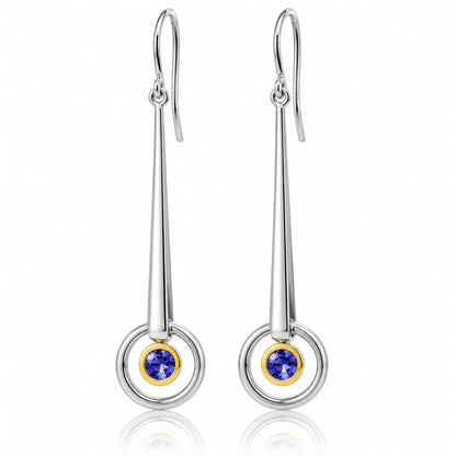 Amethyst and Clear Quartz earrings in sterling silver, style E9859 - view 2