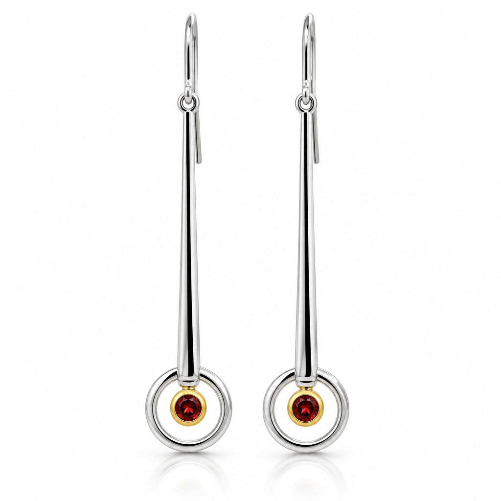 Amethyst and Clear Quartz earrings in sterling silver, style E9859 - view 3