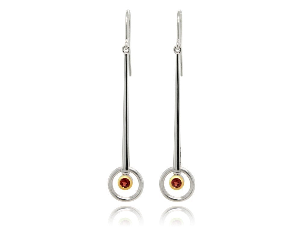 Long Modern Gemstone Earring E9859 - E9859 Garnet - Earring