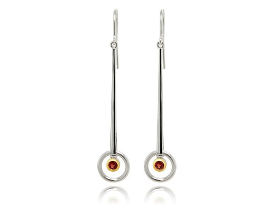 Long Modern Gemstone Earring E9859 - E9859 Garnet - Earring