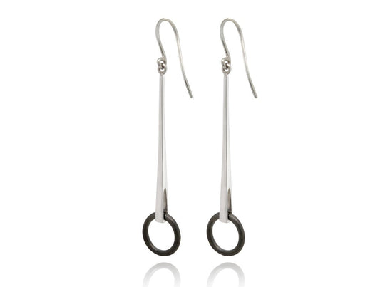 Silver & Gold Earring E9860 - E9860 SILVER w/BLK RHODIUM - Earring