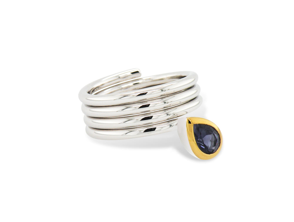 Amethyst and Blue Topaz ring in sterling silver, style R4051 - view 4