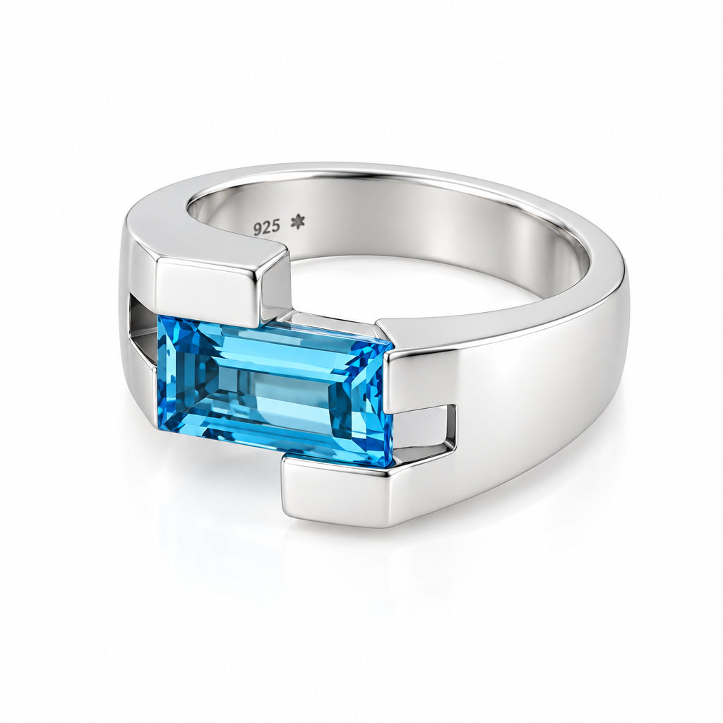 Amethyst and Blue Topaz ring in sterling silver, style R6979