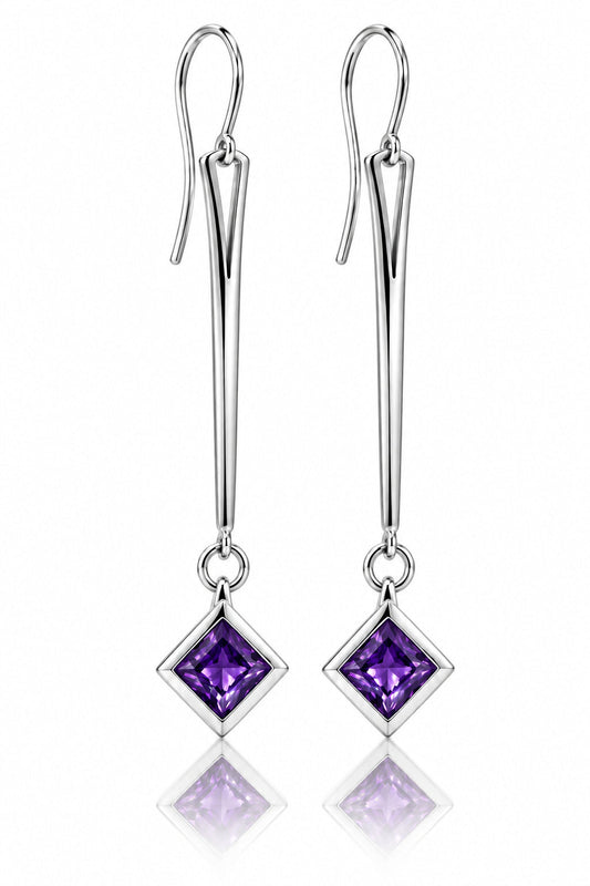 Amethyst and Blue Topaz earrings in sterling silver, style E9875 - view 3