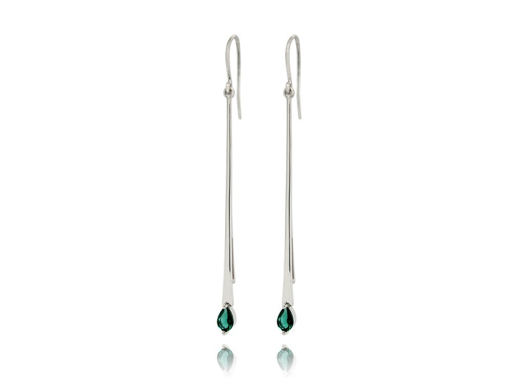 Pear Shape Gemstone Earring E9895 - Green Quartz - Earring