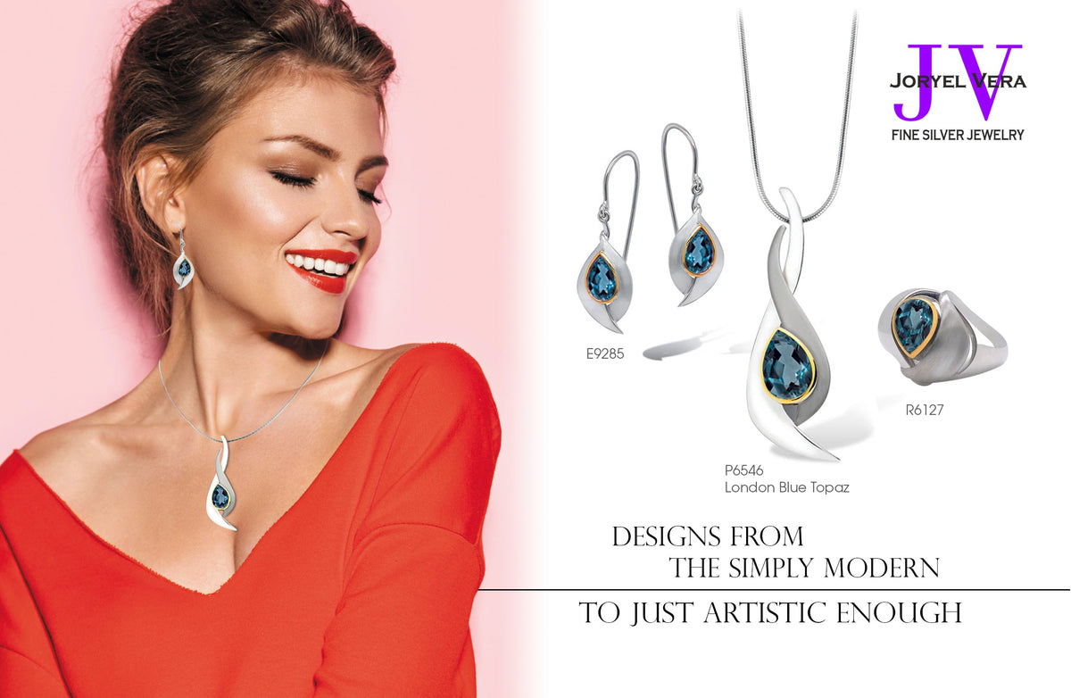 London Blue Topaz and Sky Blue Topaz jewelry set in sterling silver, style SET416