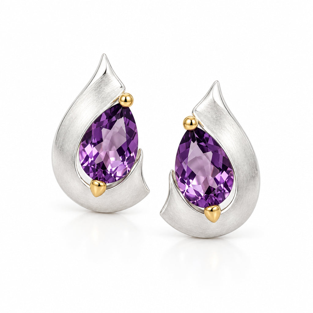 Amethyst and Blue Topaz earrings in sterling silver, style E9300 - view 5
