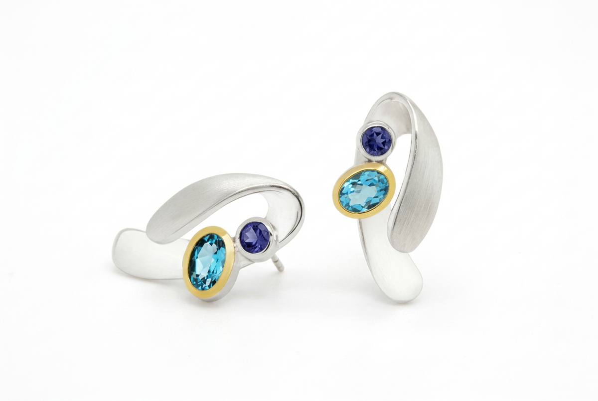 Multi Gemstone Earrings in 925 Sterling Silver | E7382 - view 4