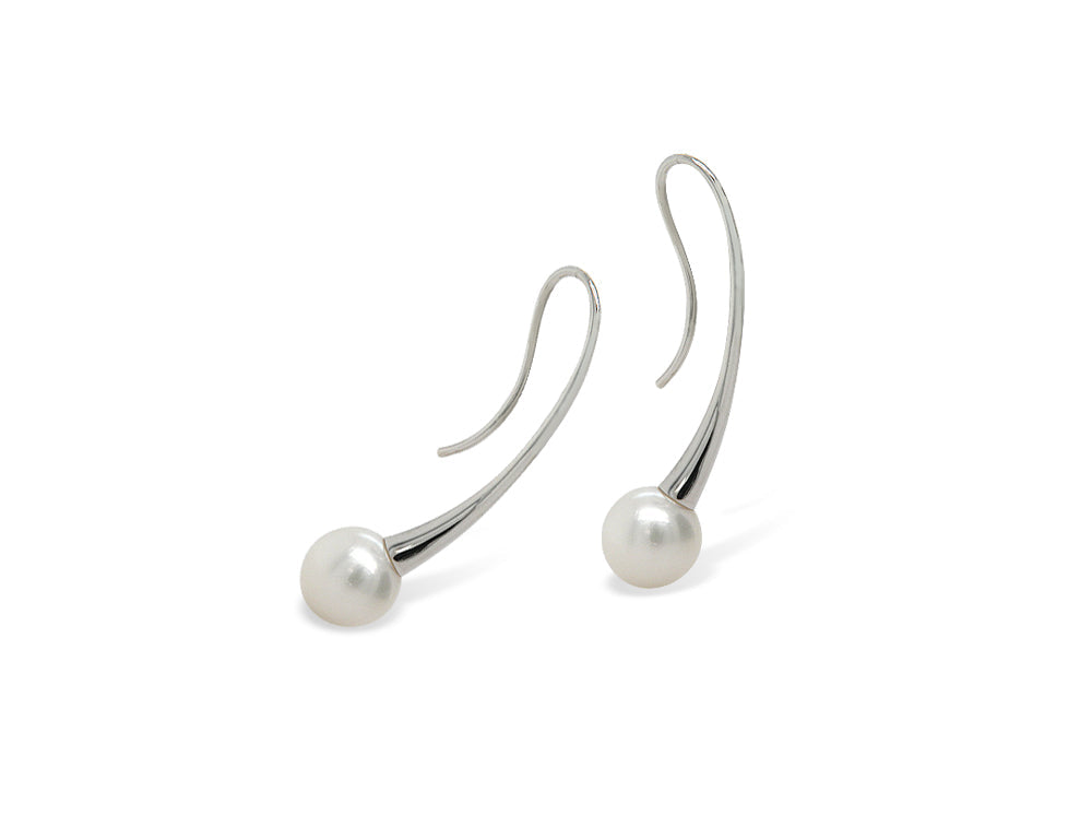 Pearl earrings in sterling silver, style E10353 - view 2