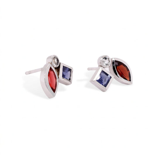 Amethyst and Iolite earrings in sterling silver, style E4303