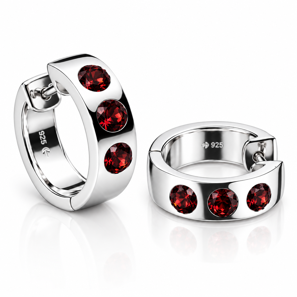 E1841 HINGED HOOP GEMSTONE HUGGIES - view 4